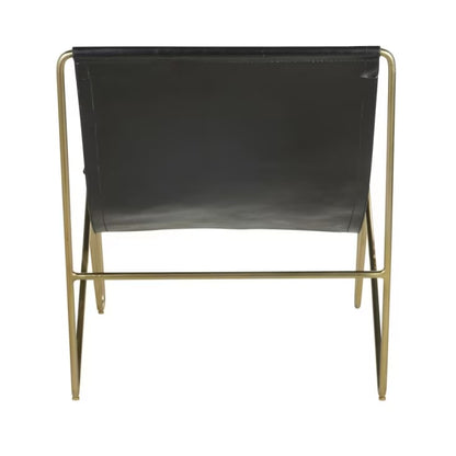 Black Leather Gold metal Lounge Chair